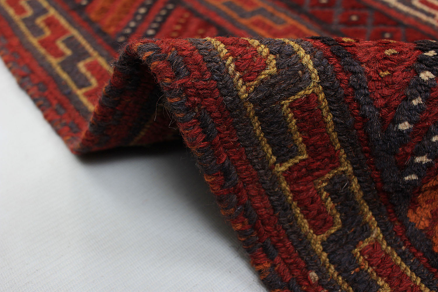 Red Handmade Mashwani Afghan Rug Rectangular