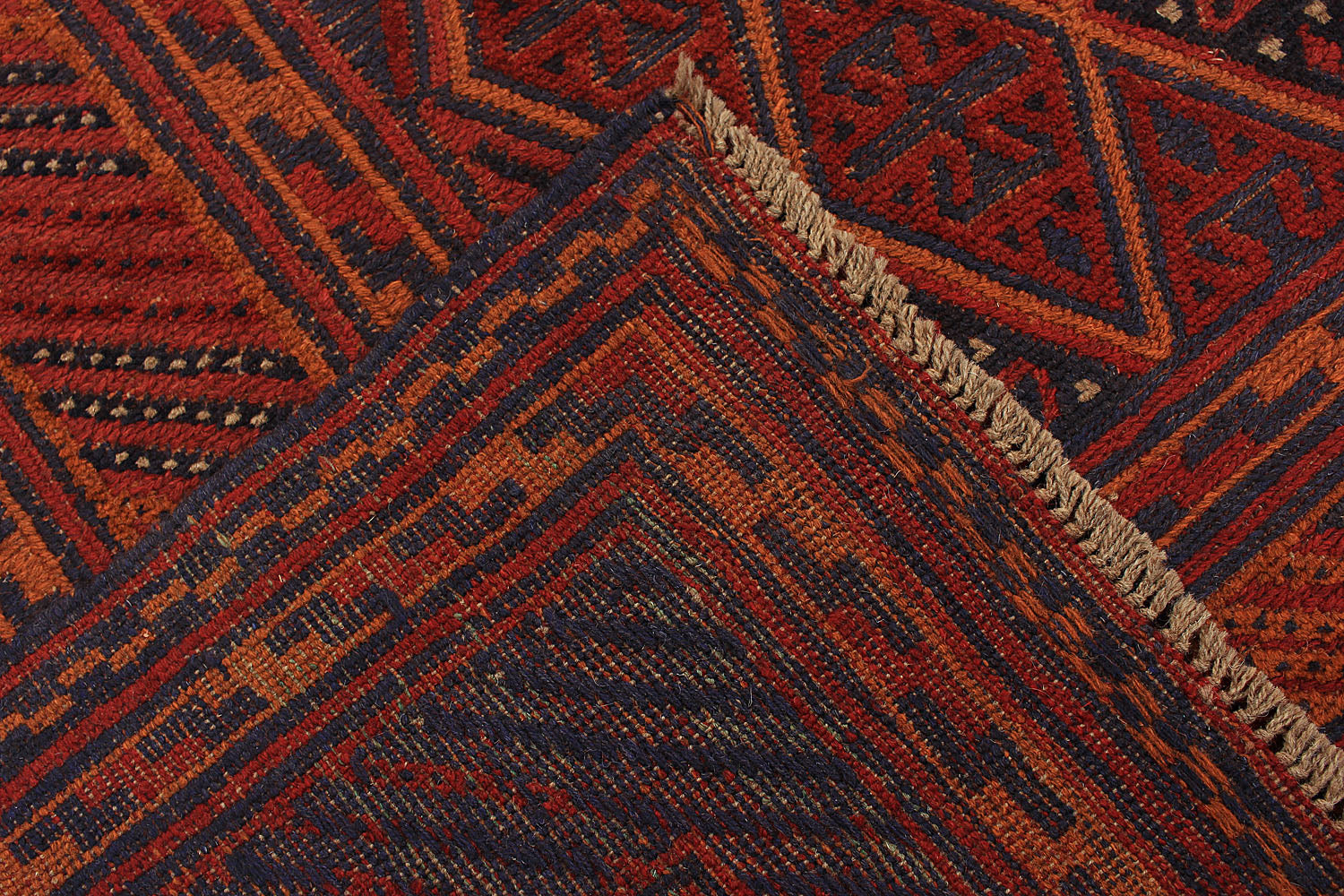 6' 6"X 10' Red Handmade Mashwani Afghan Rug Rectangular