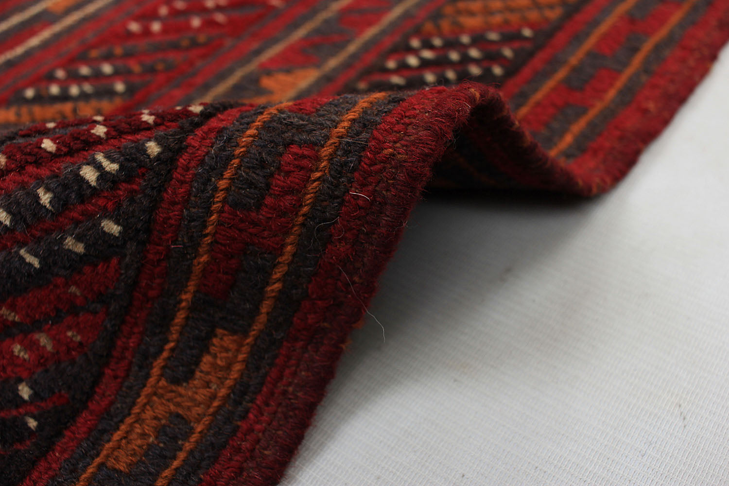 6' 6"X 10' Red Handmade Mashwani Afghan Rug Rectangular