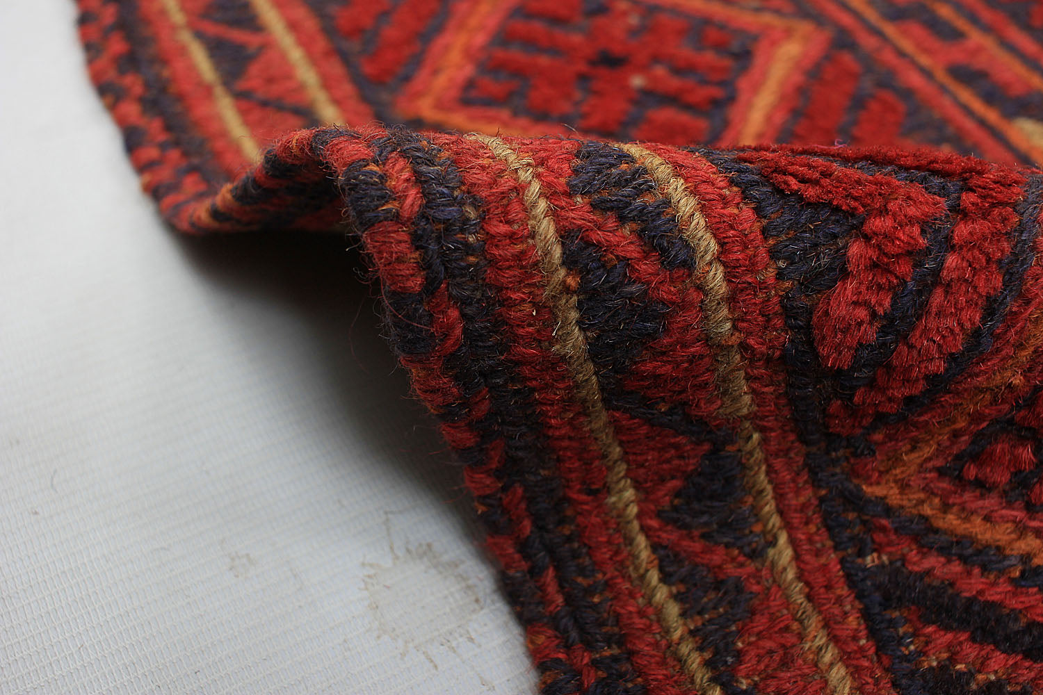 Red Handmade Mashwani Afghan Rug Rectangular
