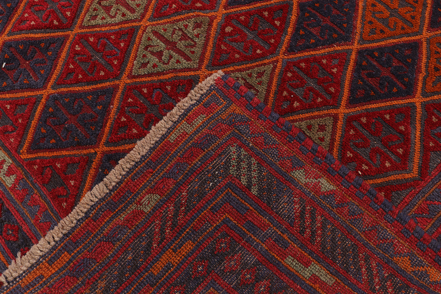 6' 6"X 10' Red Handmade Mashwani Afghan Rug Rectangular