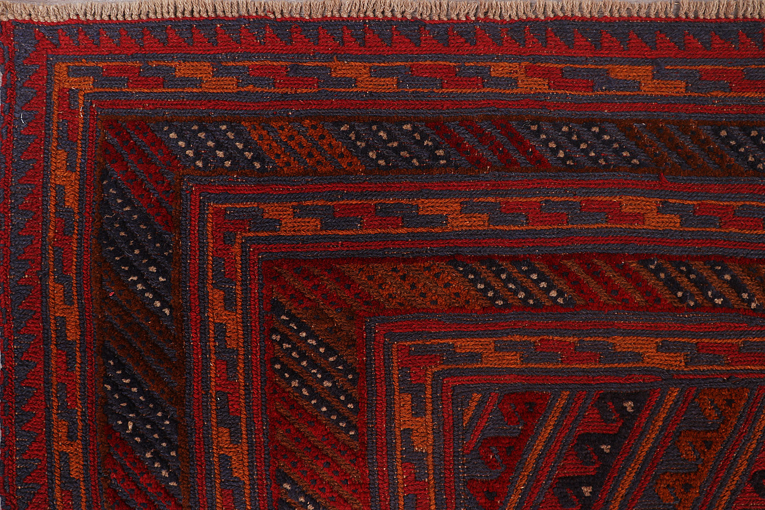 Red Handmade Mashwani Afghan Rug Rectangular