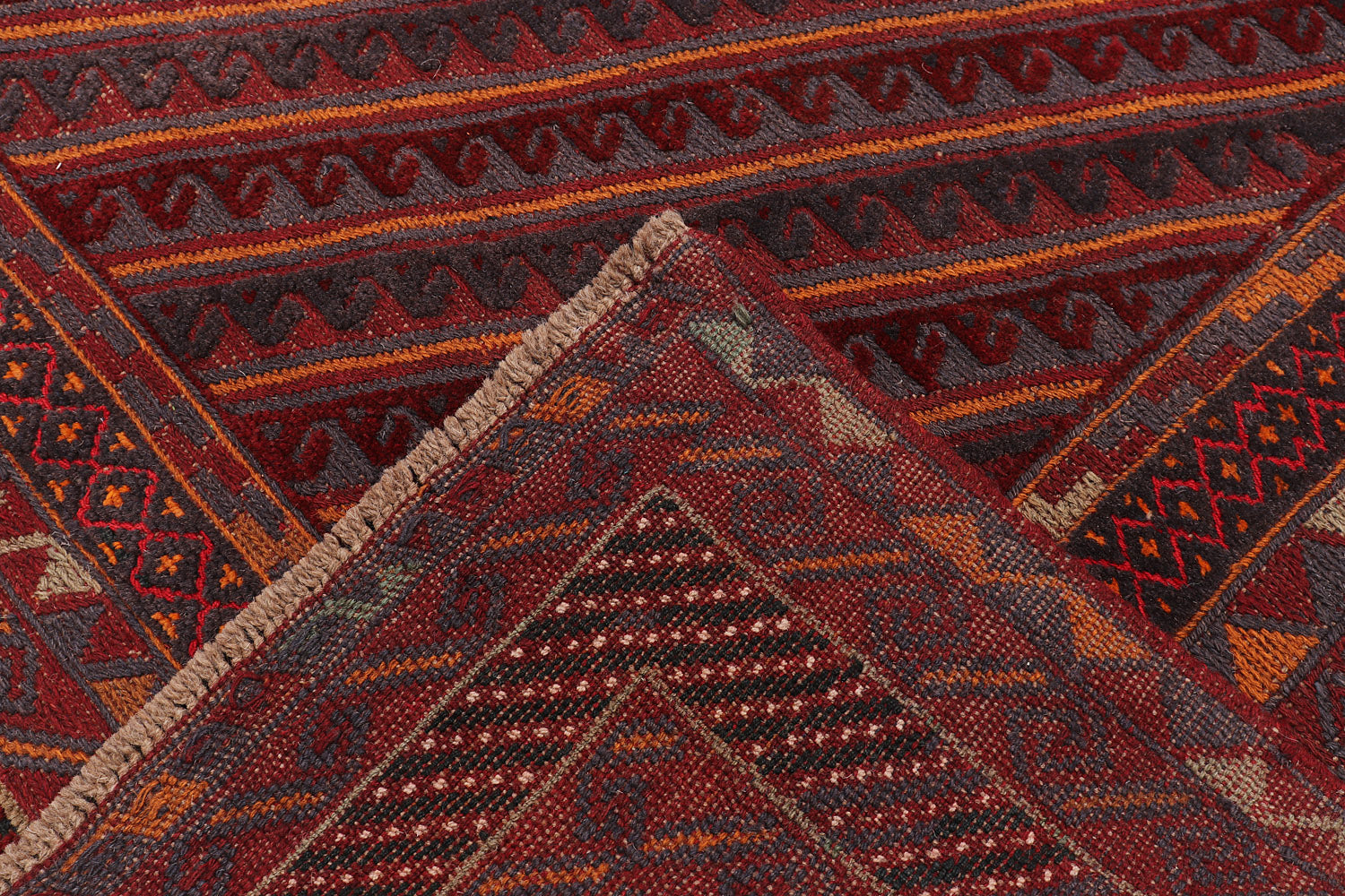 Red Handmade Mashwani Afghan Rug Rectangular