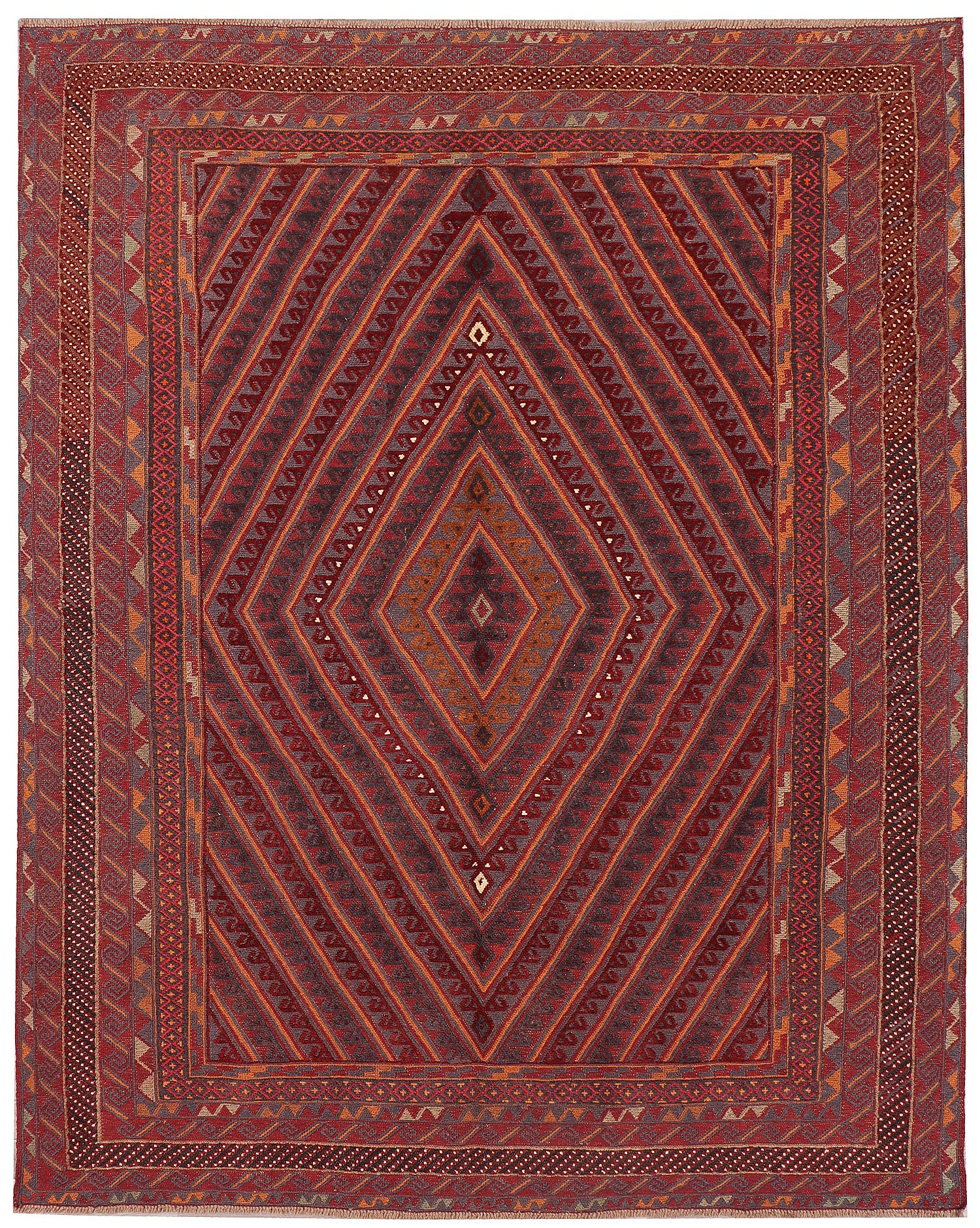 Red Handmade Mashwani Afghan Rug Rectangular