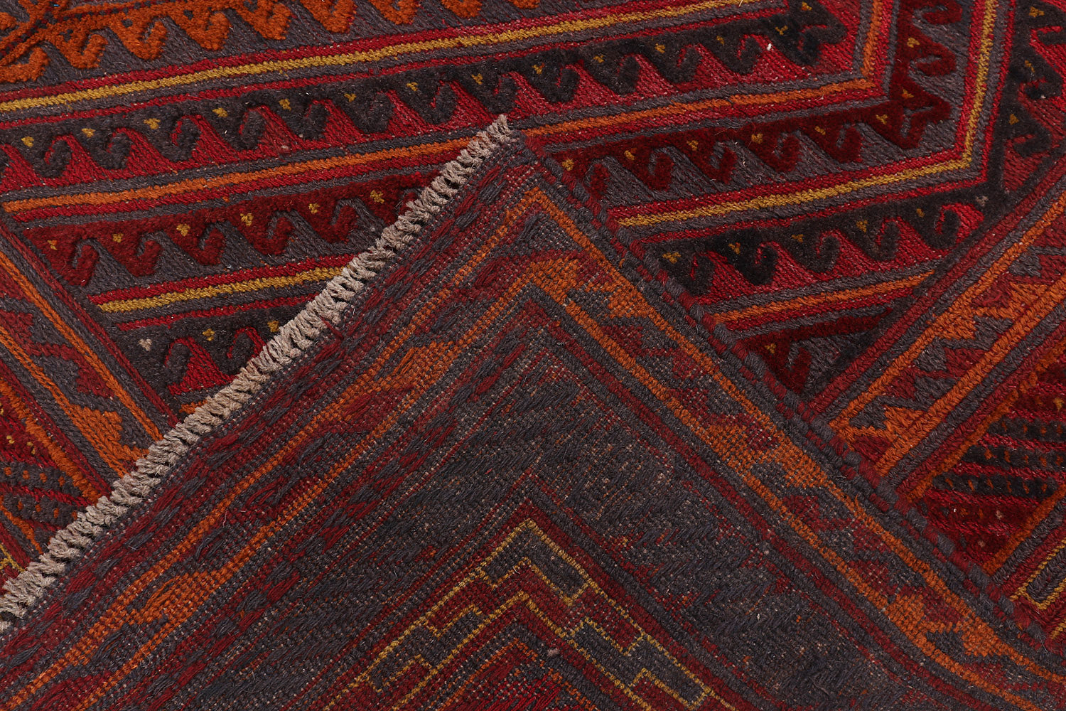 6' 6"X 10' Red Handmade Mashwani Afghan Rug Rectangular