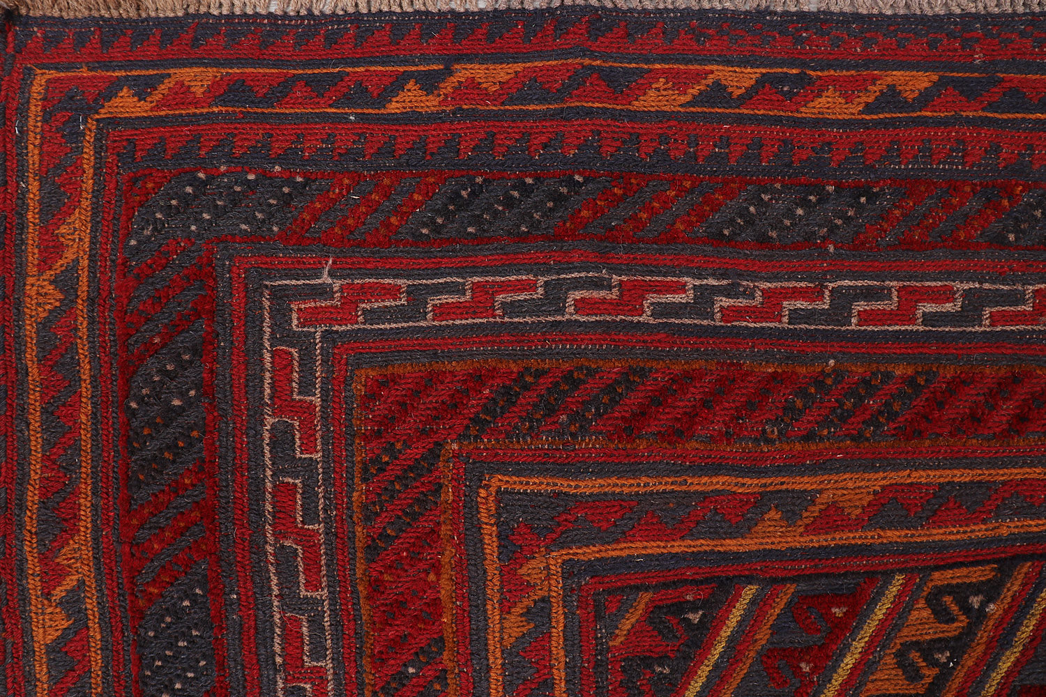 6' 6"X 10' Red Handmade Mashwani Afghan Rug Rectangular