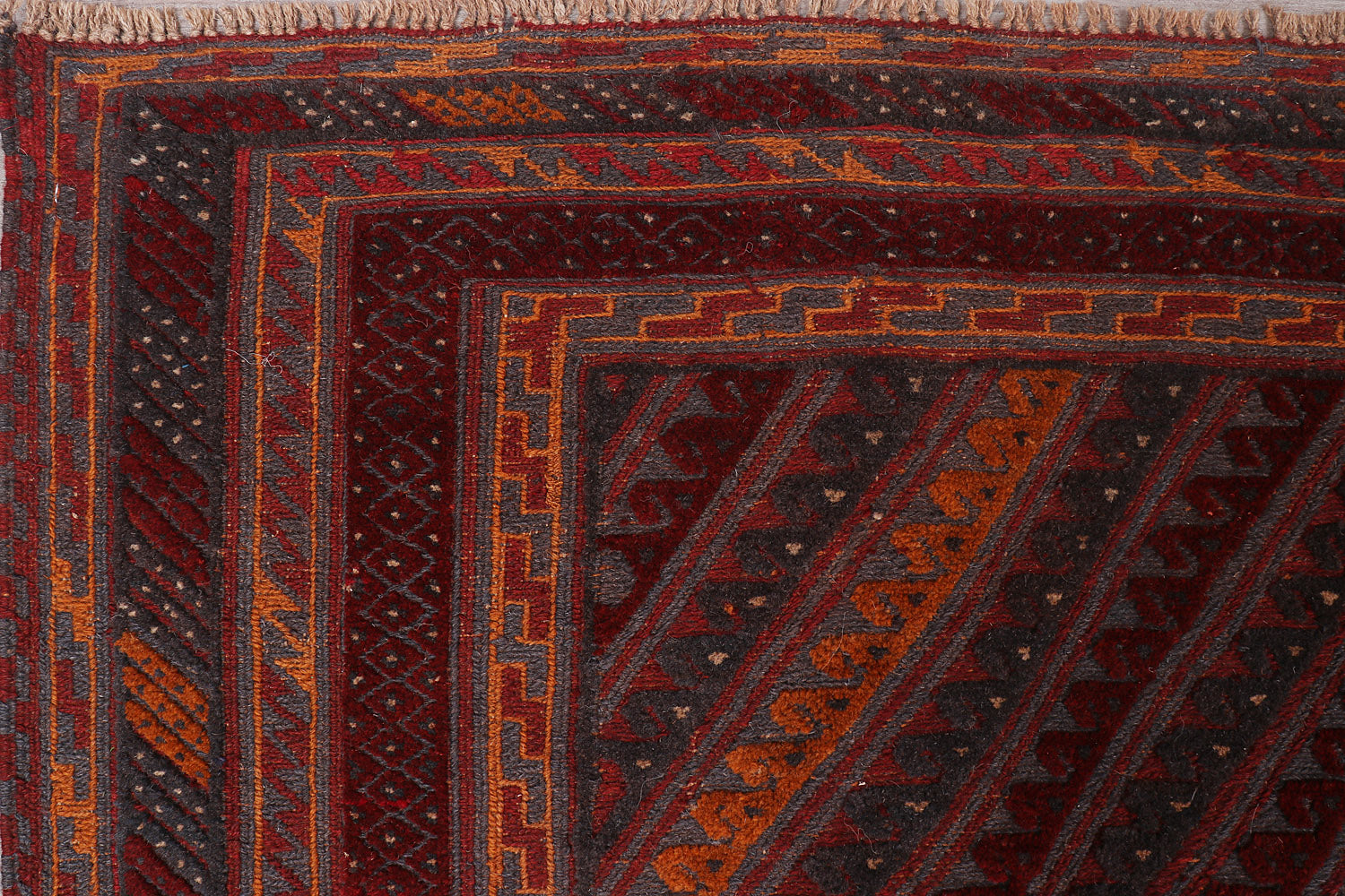 6' 6"X 10' Red Handmade Mashwani Afghan Rug Rectangular