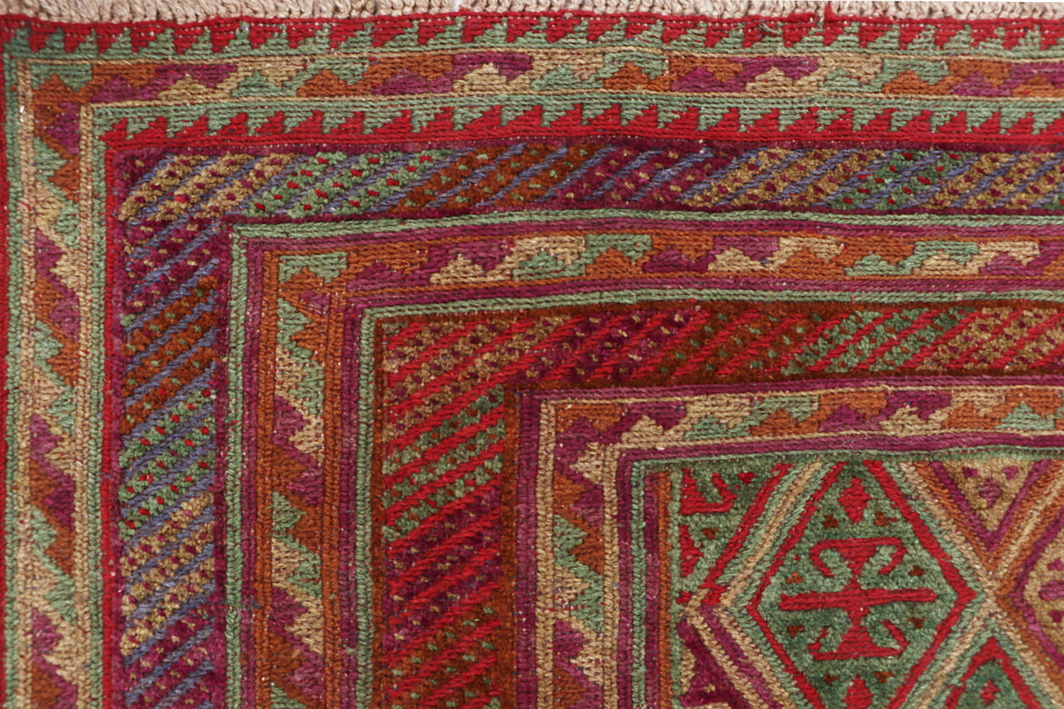 6' 6"X 10' Multy Handmade Mashwani Afghan Rug Rectangular