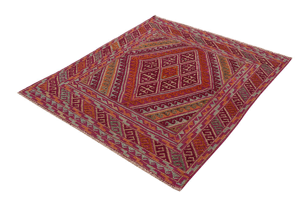 4' x 4' Multy Handmade Mashwani Afghan Rug Square