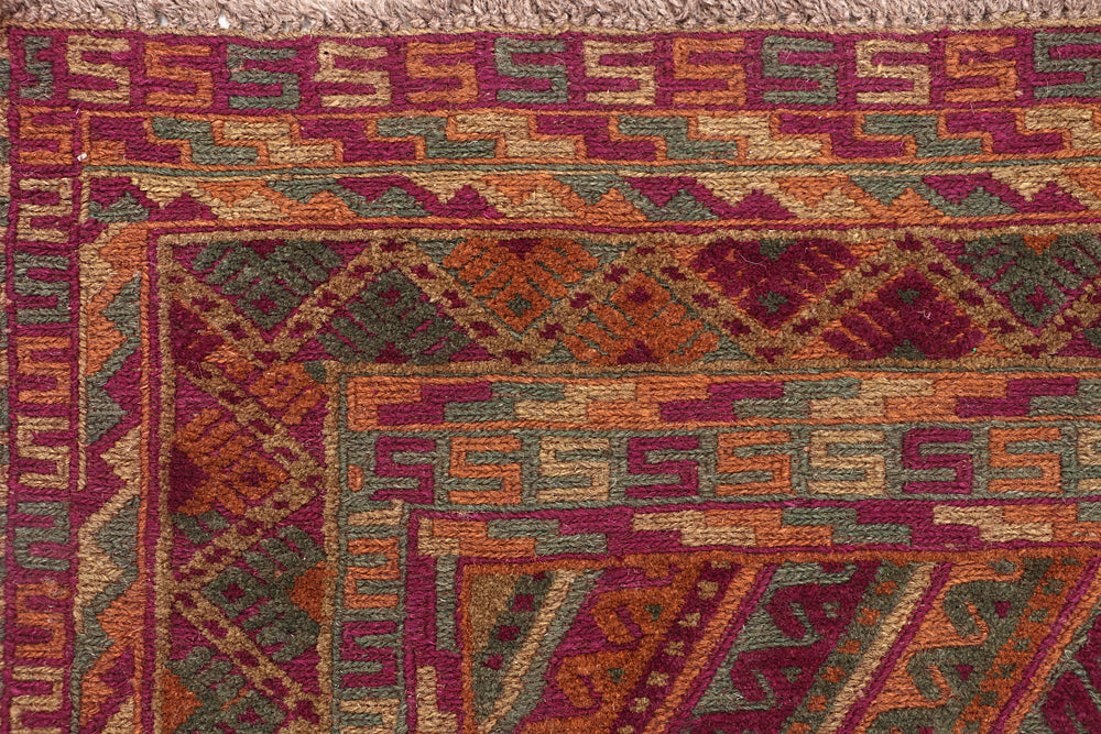 4' x 4' Multy Handmade Mashwani Afghan Rug Square