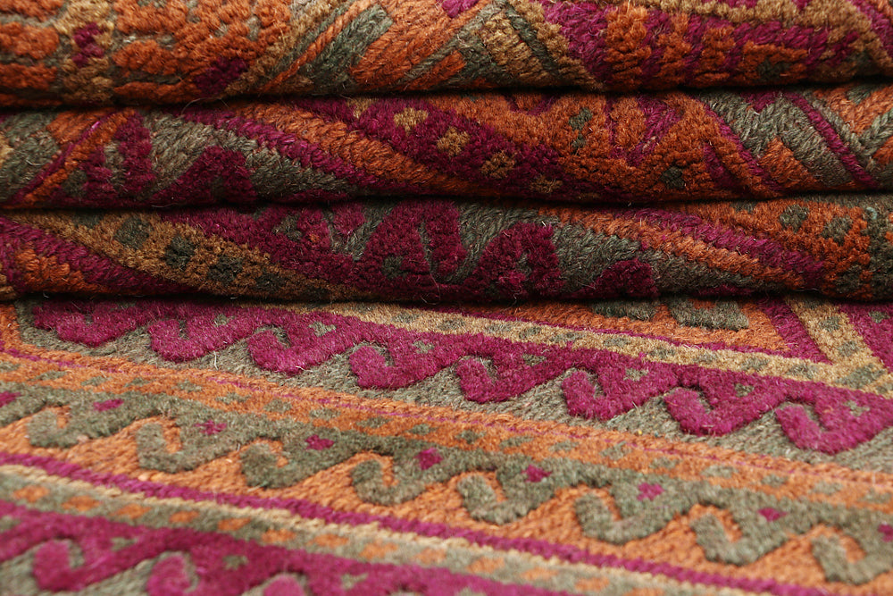 4' x 4' Multy Handmade Mashwani Afghan Rug Square