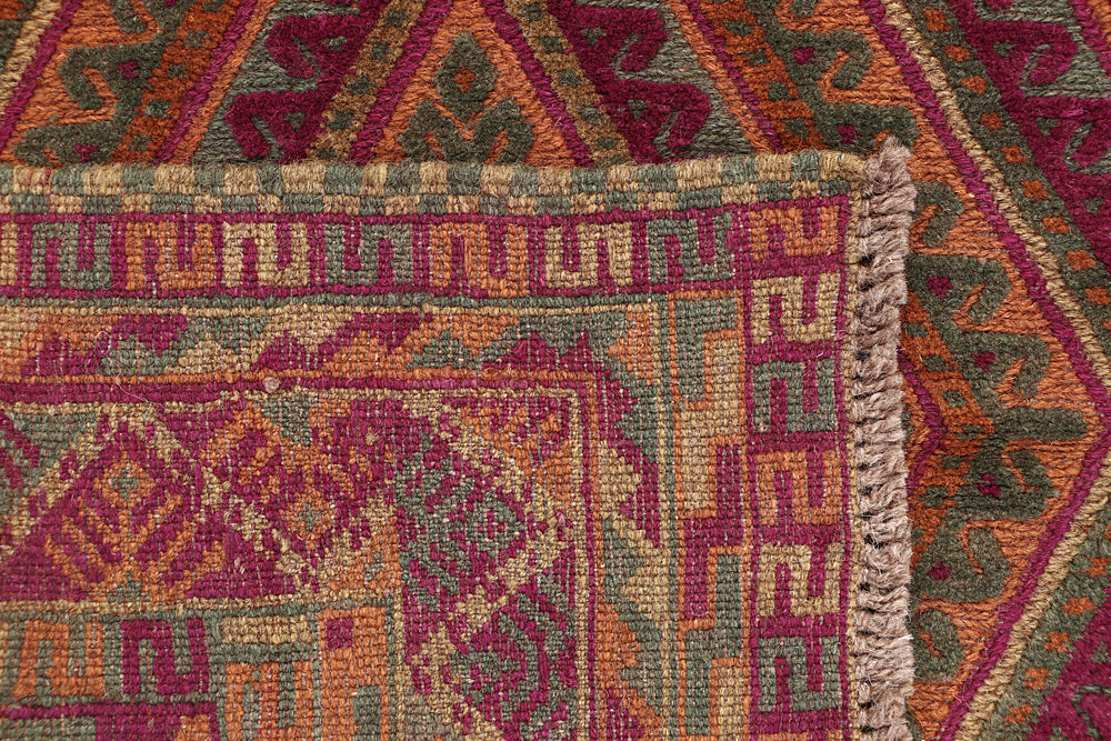 4' x 4' Multy Handmade Mashwani Afghan Rug Square