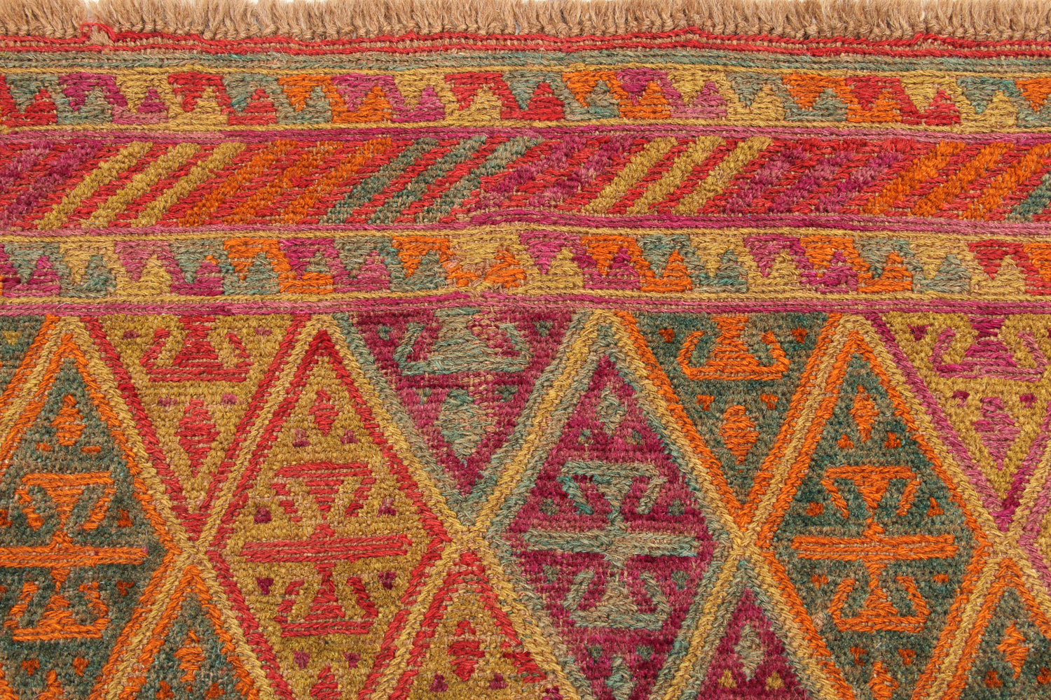 4' x 4' Multy Handmade Mashwani Afghan Rug Square
