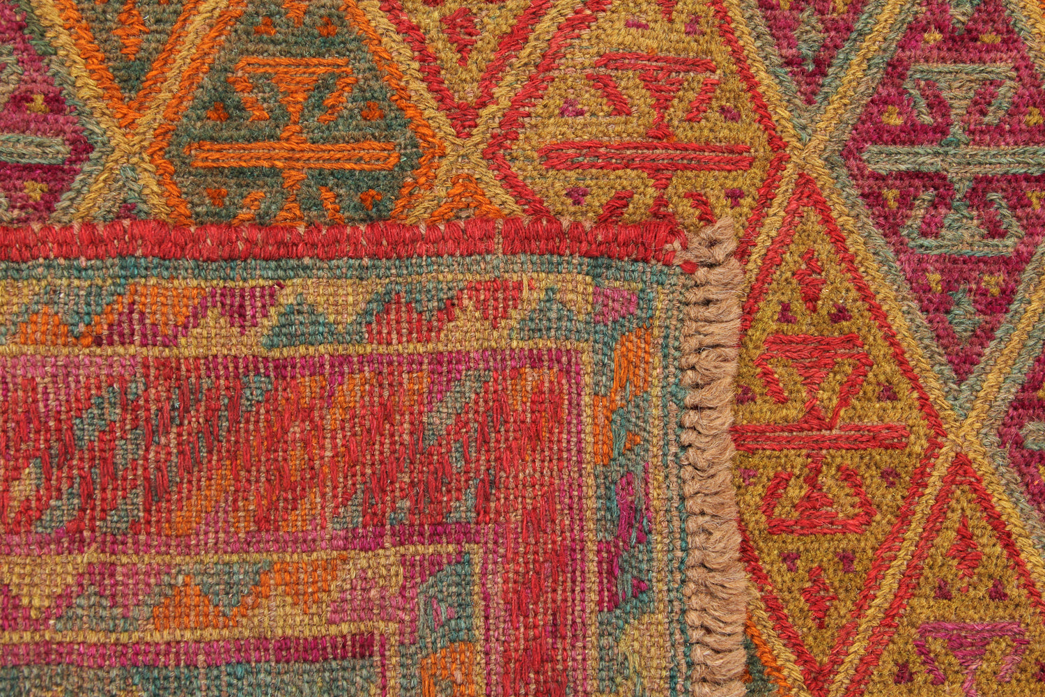 4' x 4' Multy Handmade Mashwani Afghan Rug Square