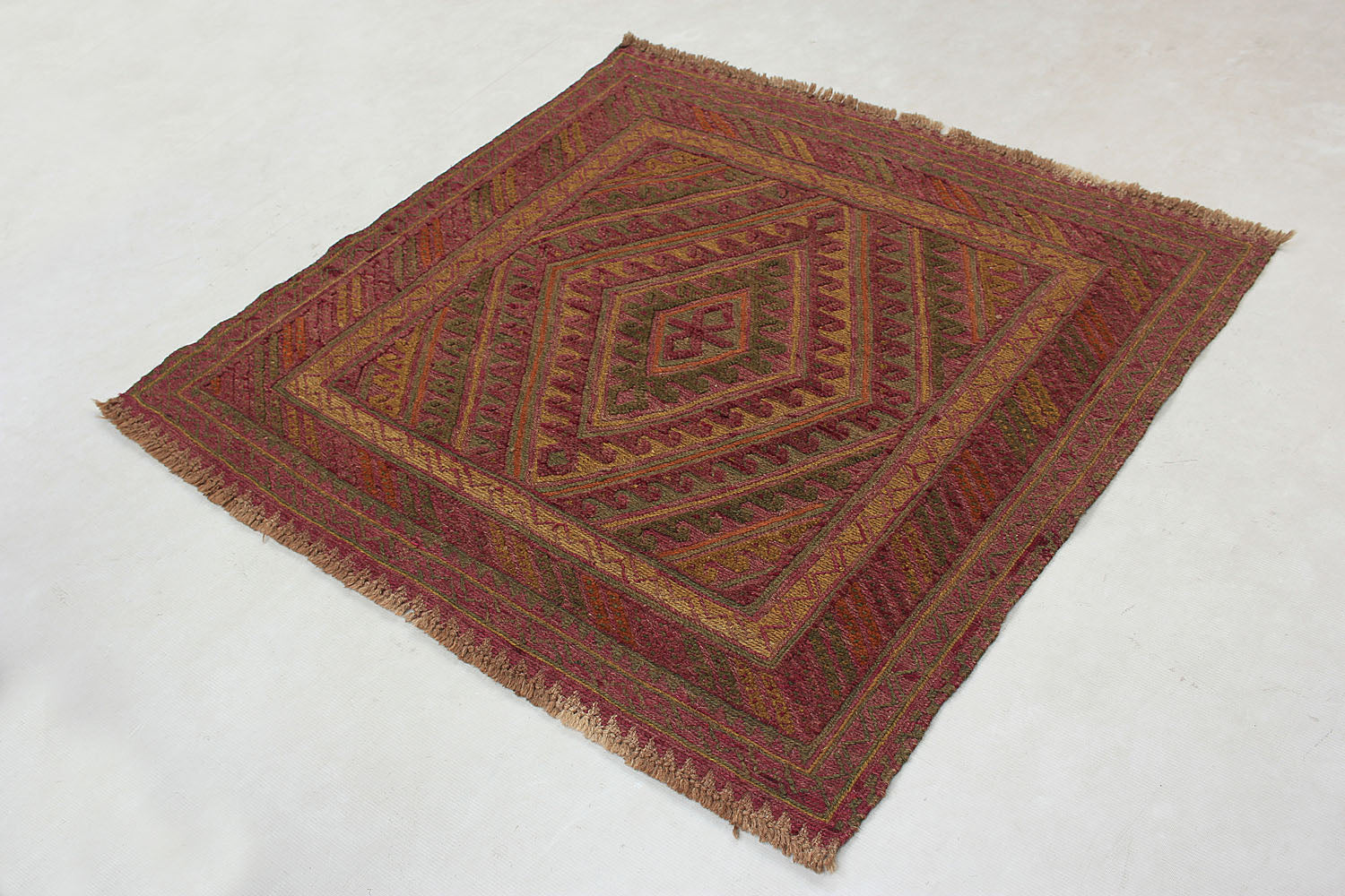 4' x 4' Multy Handmade Mashwani Afghan Rug Square