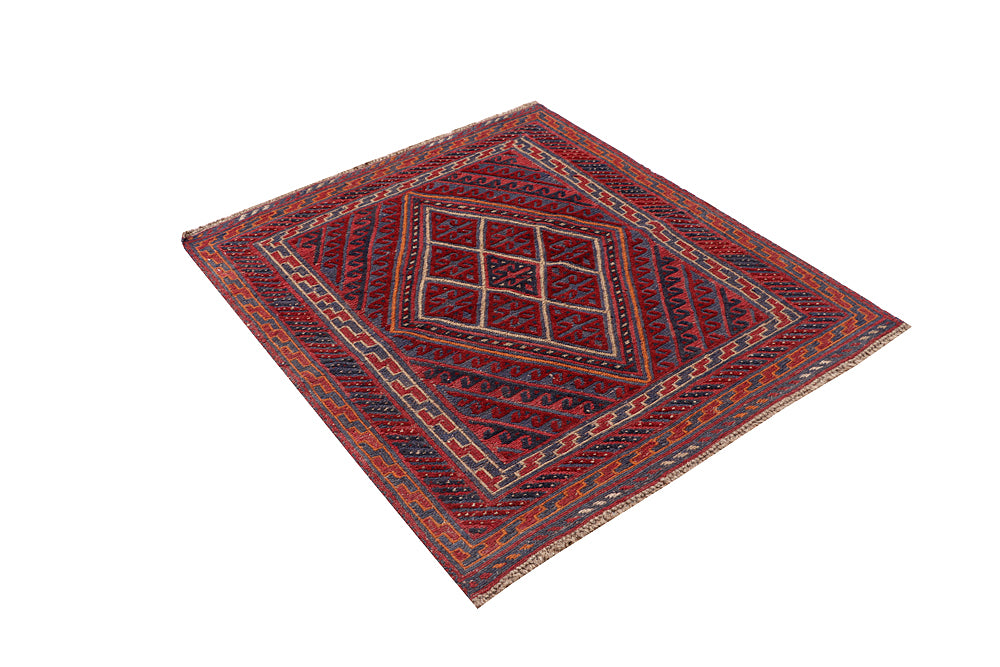 4' x 4' Multy Handmade Mashwani Afghan Rug Square