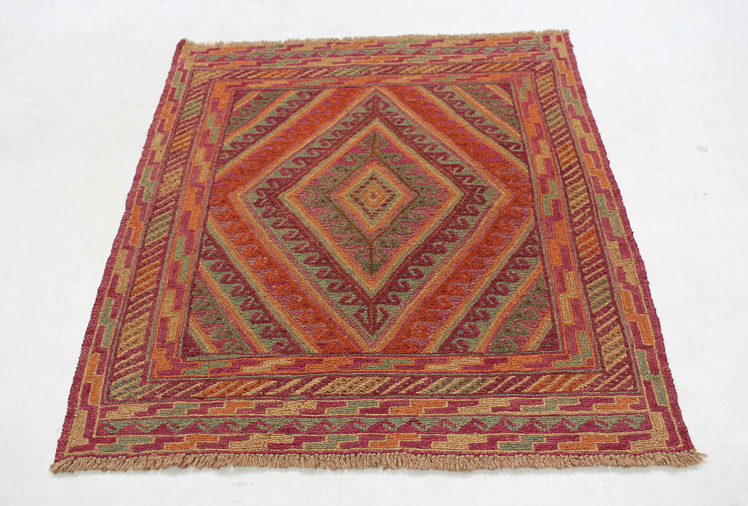 4' x 4' Multy Handmade Mashwani Afghan Rug Square
