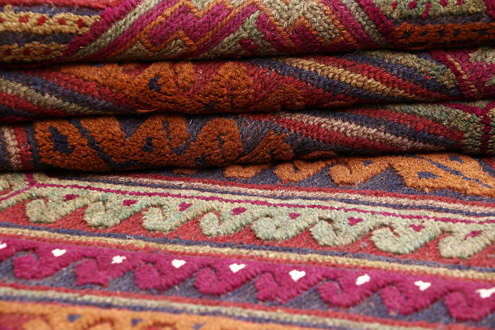 4' x 4' Multy Handmade Mashwani Afghan Rug Square