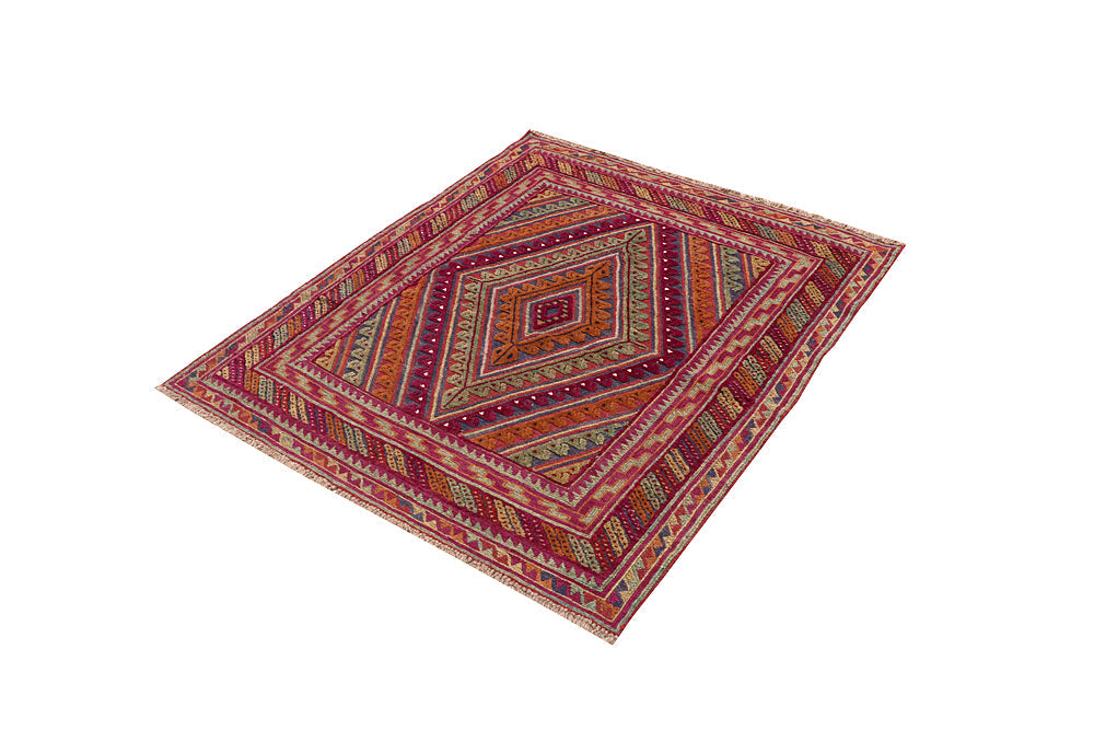 4' x 4' Multy Handmade Mashwani Afghan Rug Square