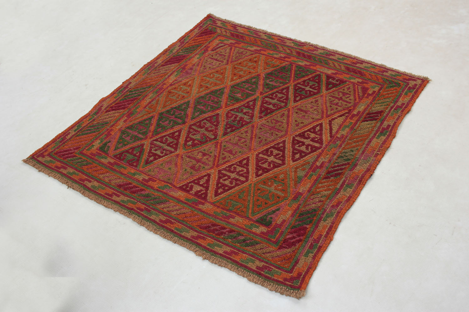4' x 4' Multy Handmade Mashwani Afghan Rug Square