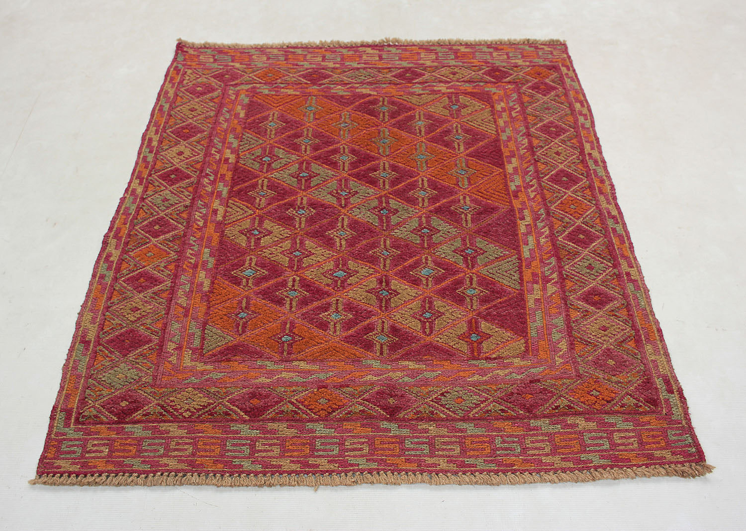 4' x 4' Multy Handmade Mashwani Afghan Rug Square