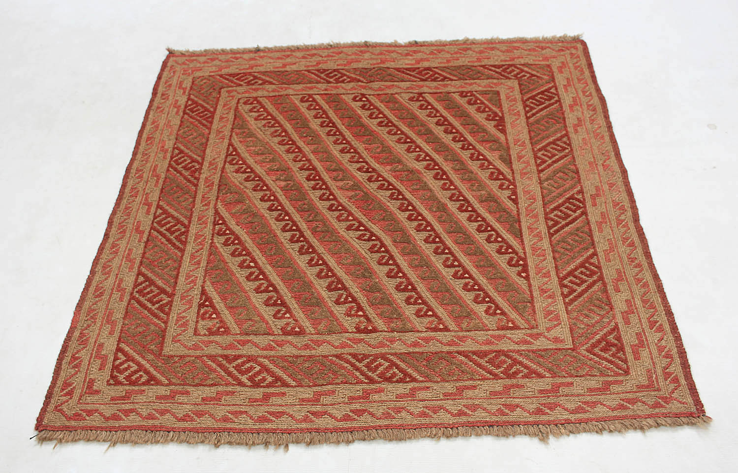 4' x 4' Multy Handmade Mashwani Afghan Rug Square