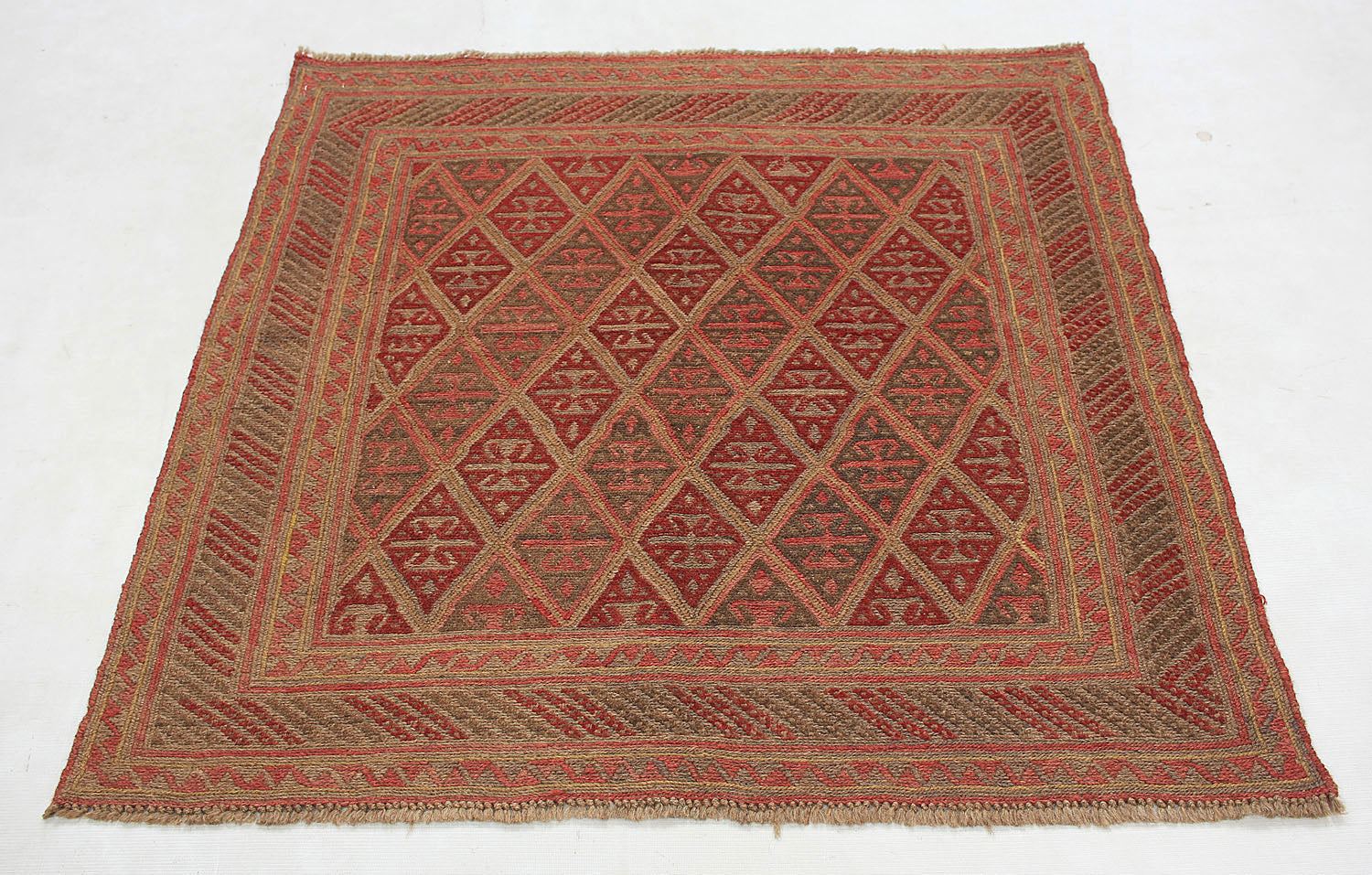 4' x 4' Multy Handmade Mashwani Afghan Rug Square
