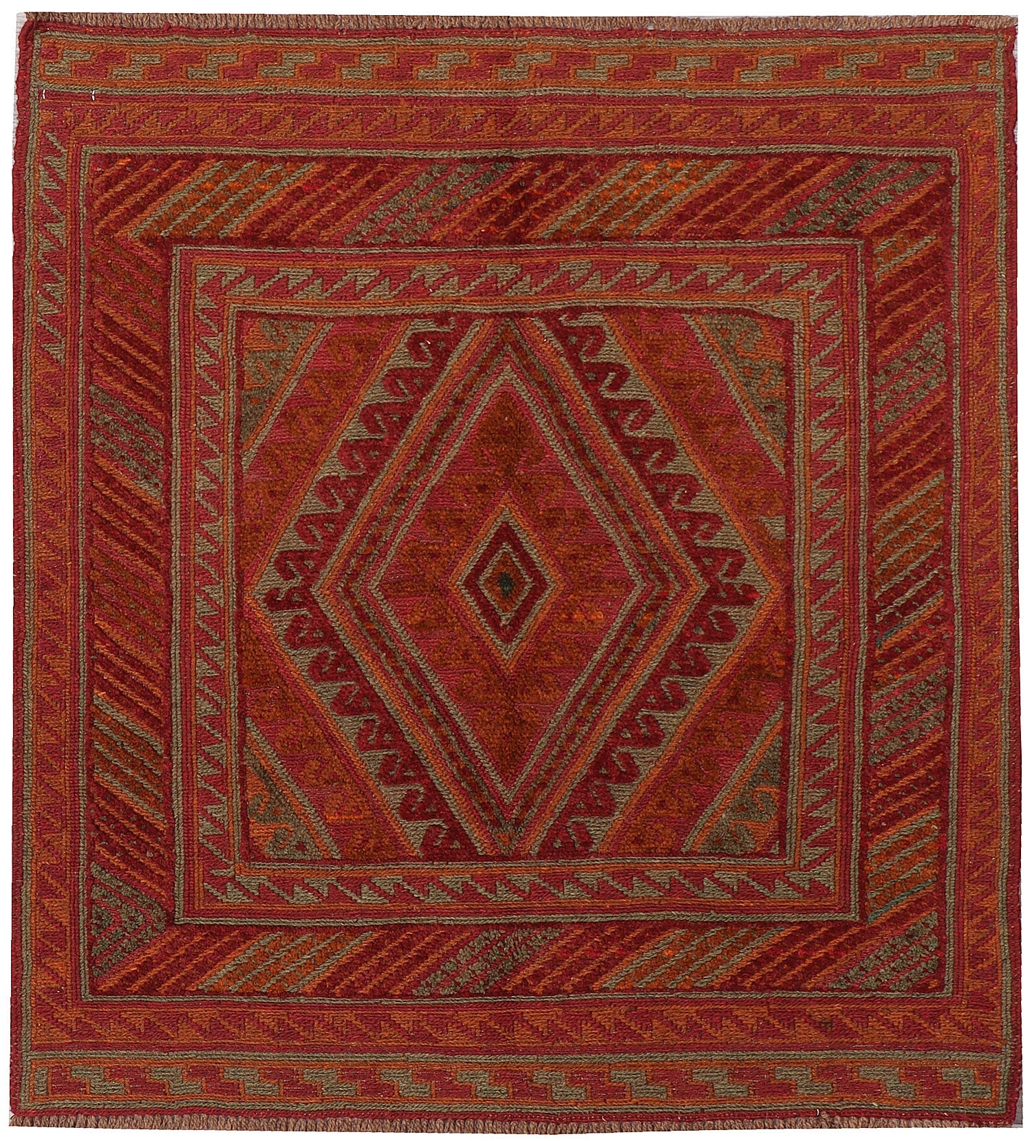 4' x 4' Multy Handmade Mashwani Afghan Rug Square