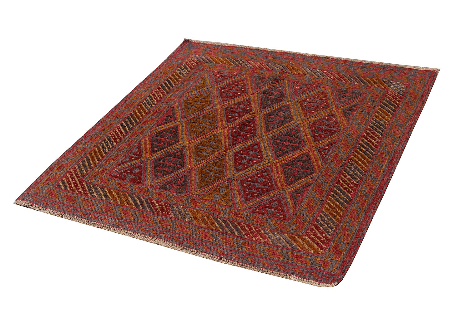 4' x 4' Multy Handmade Mashwani Afghan Rug Square