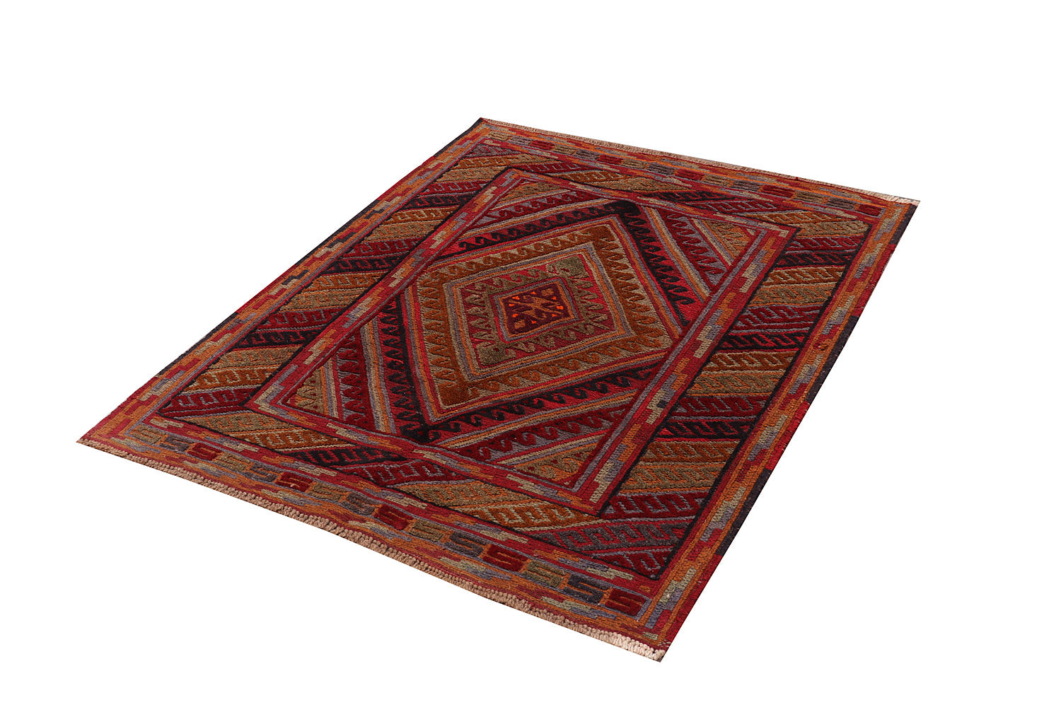 4' x 4' Multy Handmade Mashwani Afghan Rug Square