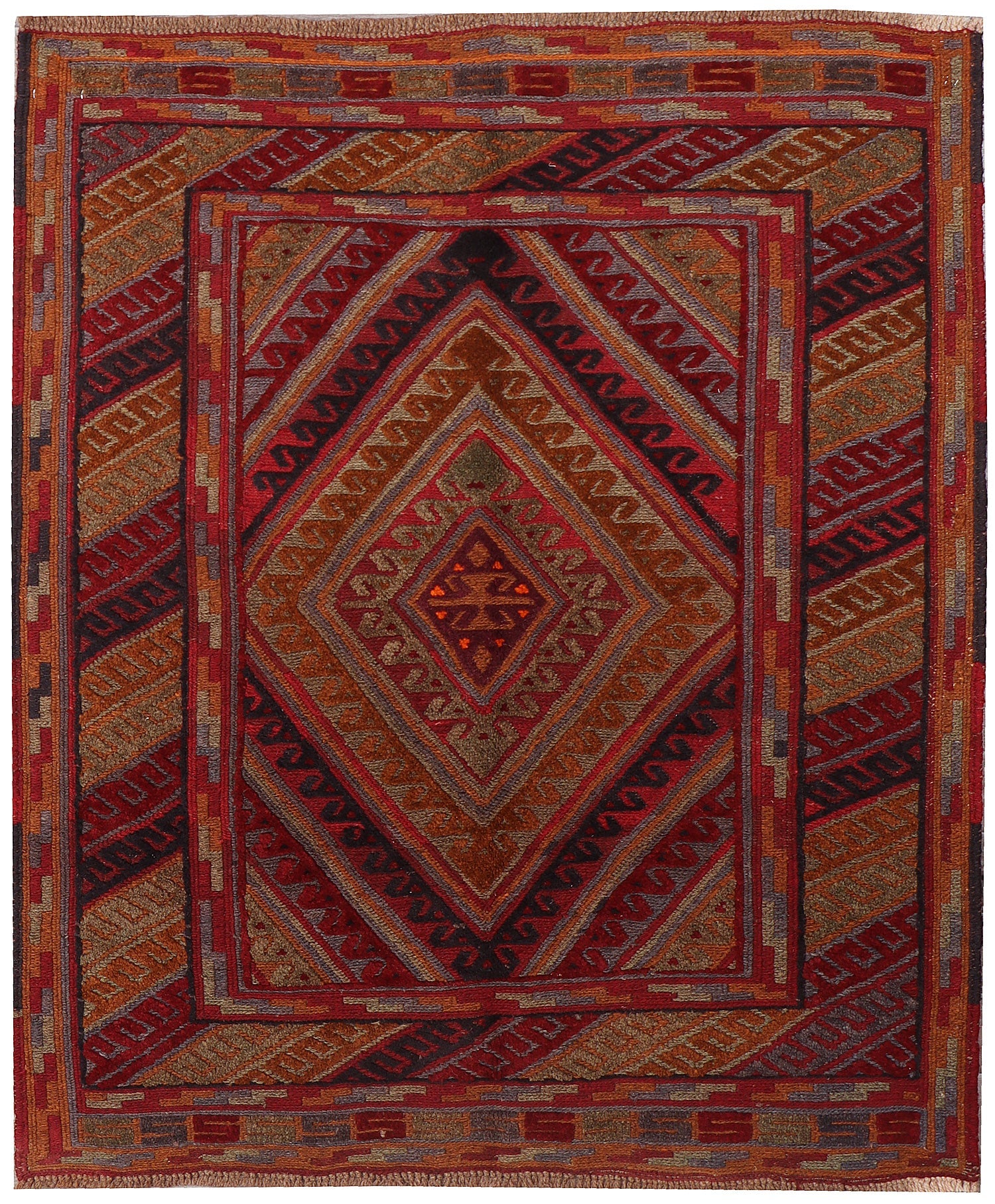 4' x 4' Multy Handmade Mashwani Afghan Rug Square
