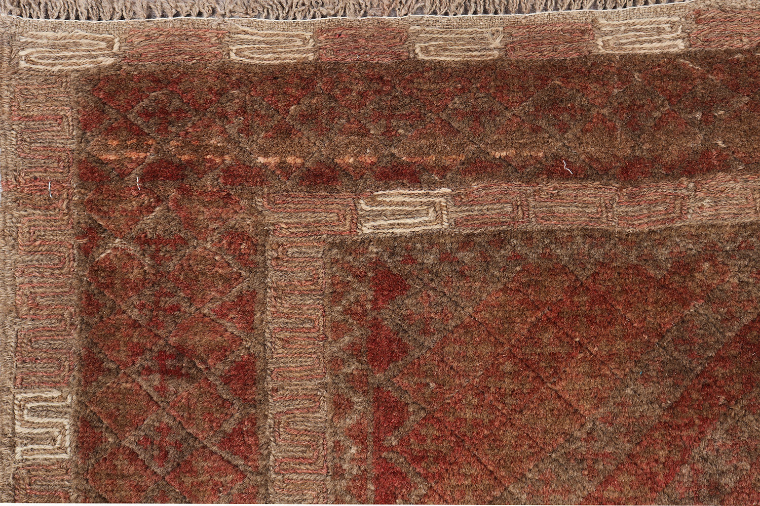 4' x 4' Brown Handmade Mashwani Afghan Rug Square