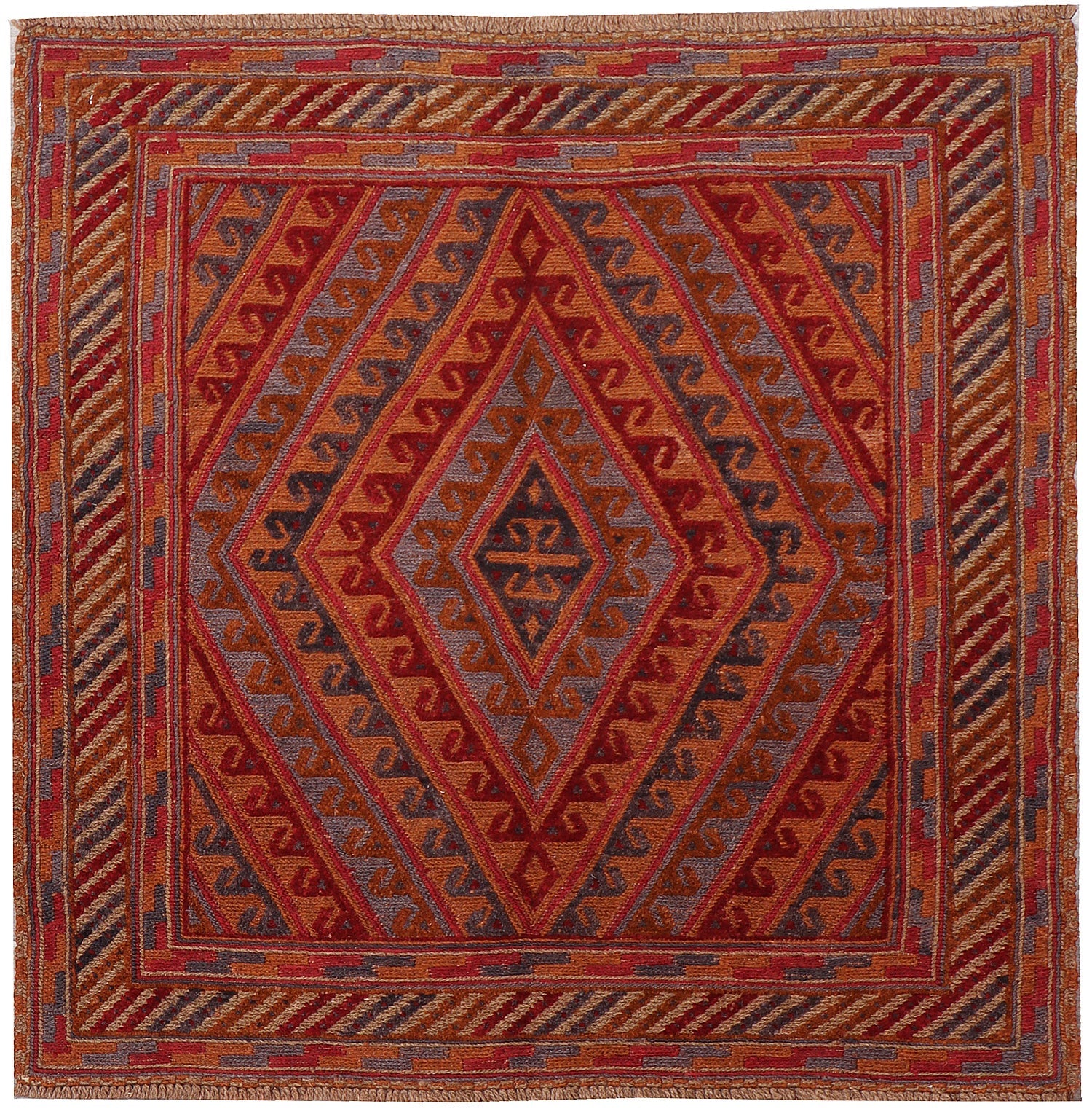 4' x 4' Multy Handmade Mashwani Afghan Rug Square