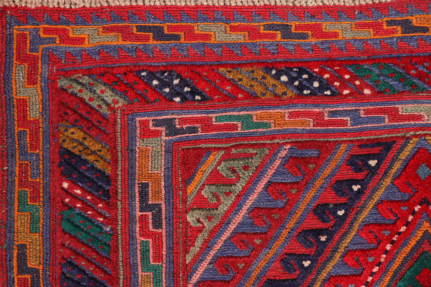 4' x 4' Red Handmade Mashwani Afghan Rug Square