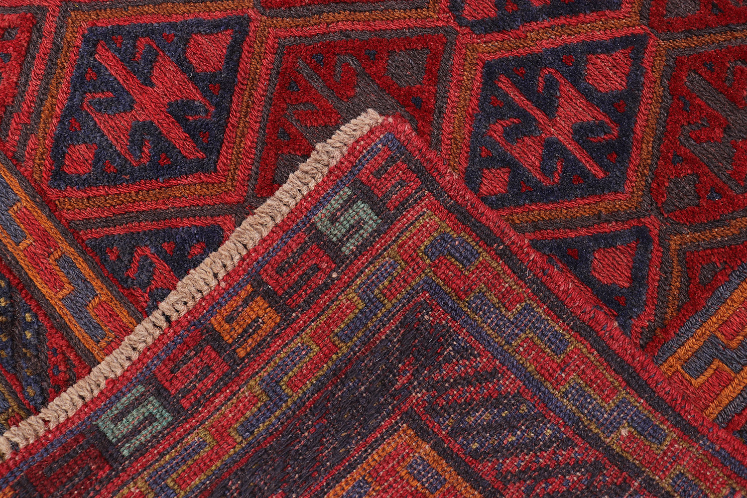 4' x 4' Red Handmade Mashwani Afghan Rug Square