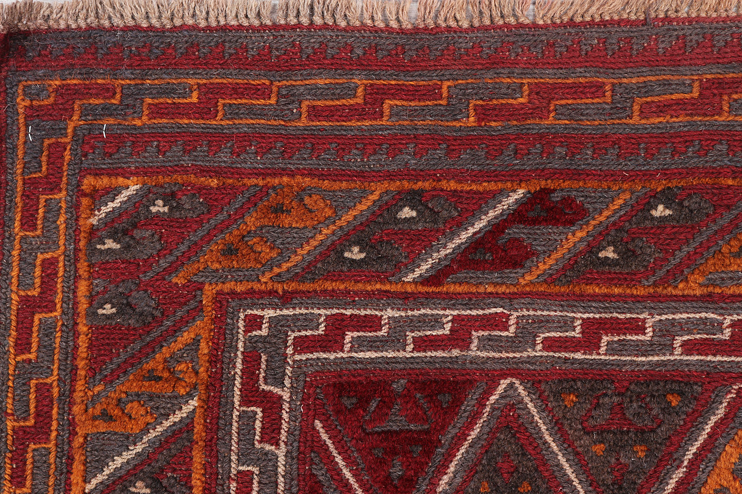 4' x 4' Red Handmade Mashwani Afghan Rug Square