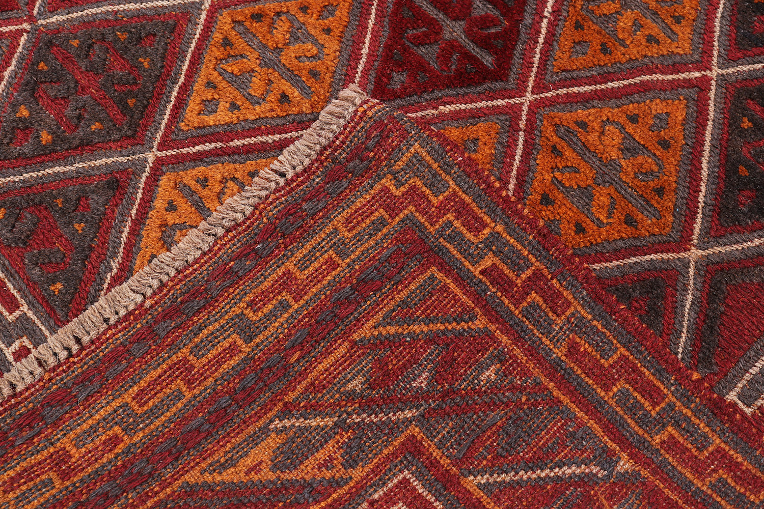 4' x 4' Red Handmade Mashwani Afghan Rug Square