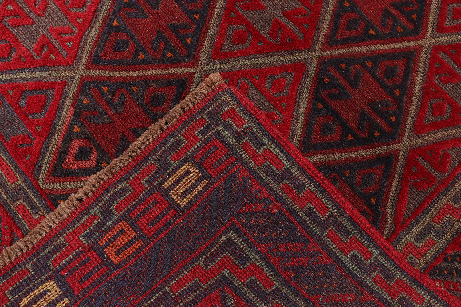 4' x 4' Red Handmade Mashwani Afghan Rug Square