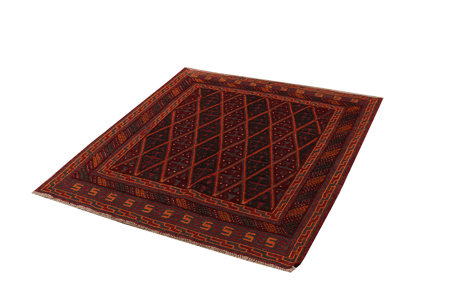 4' x 4' Red Handmade Mashwani Afghan Rug Square