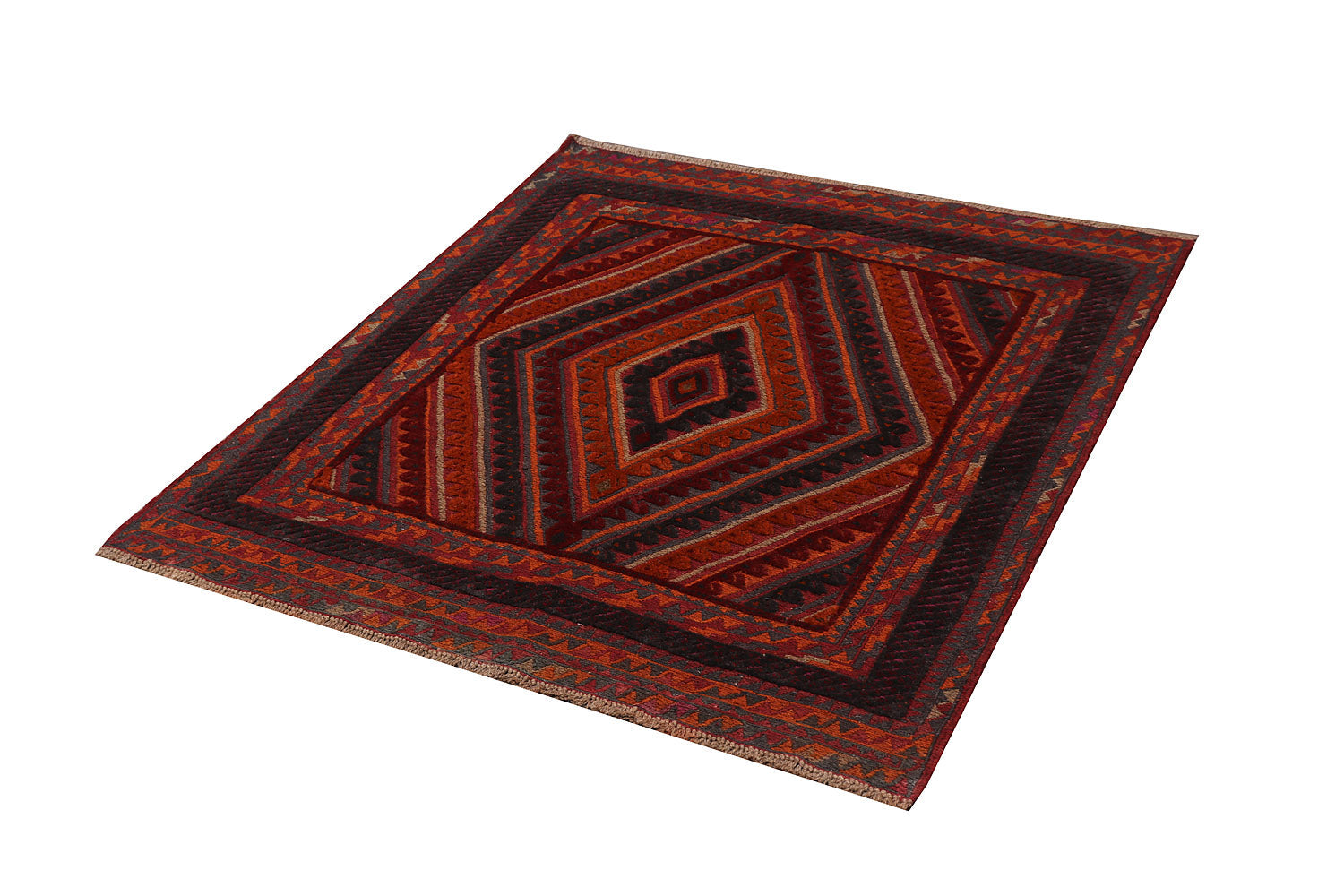 4' x 4' Red Handmade Mashwani Afghan Rug Square