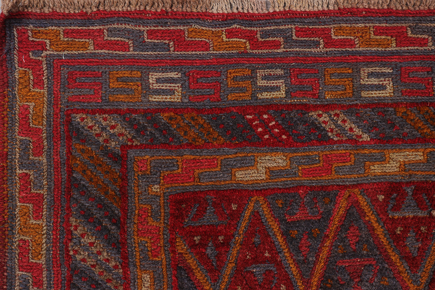 4' x 4' Red Handmade Mashwani Afghan Rug Square