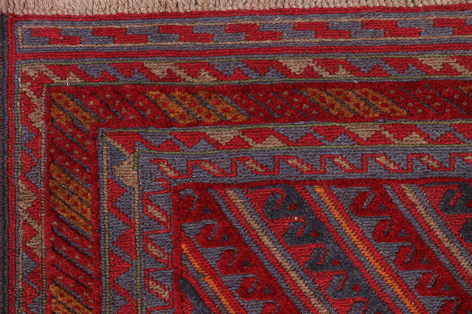 4' x 4' Red Handmade Mashwani Afghan Rug Square