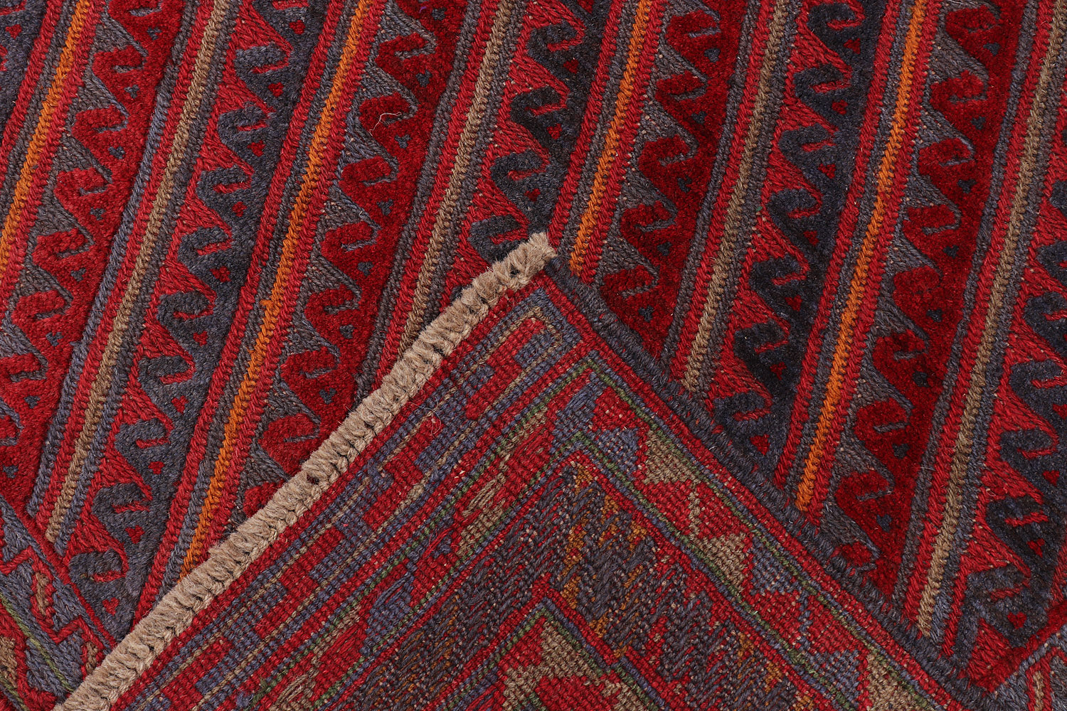 4' x 4' Red Handmade Mashwani Afghan Rug Square