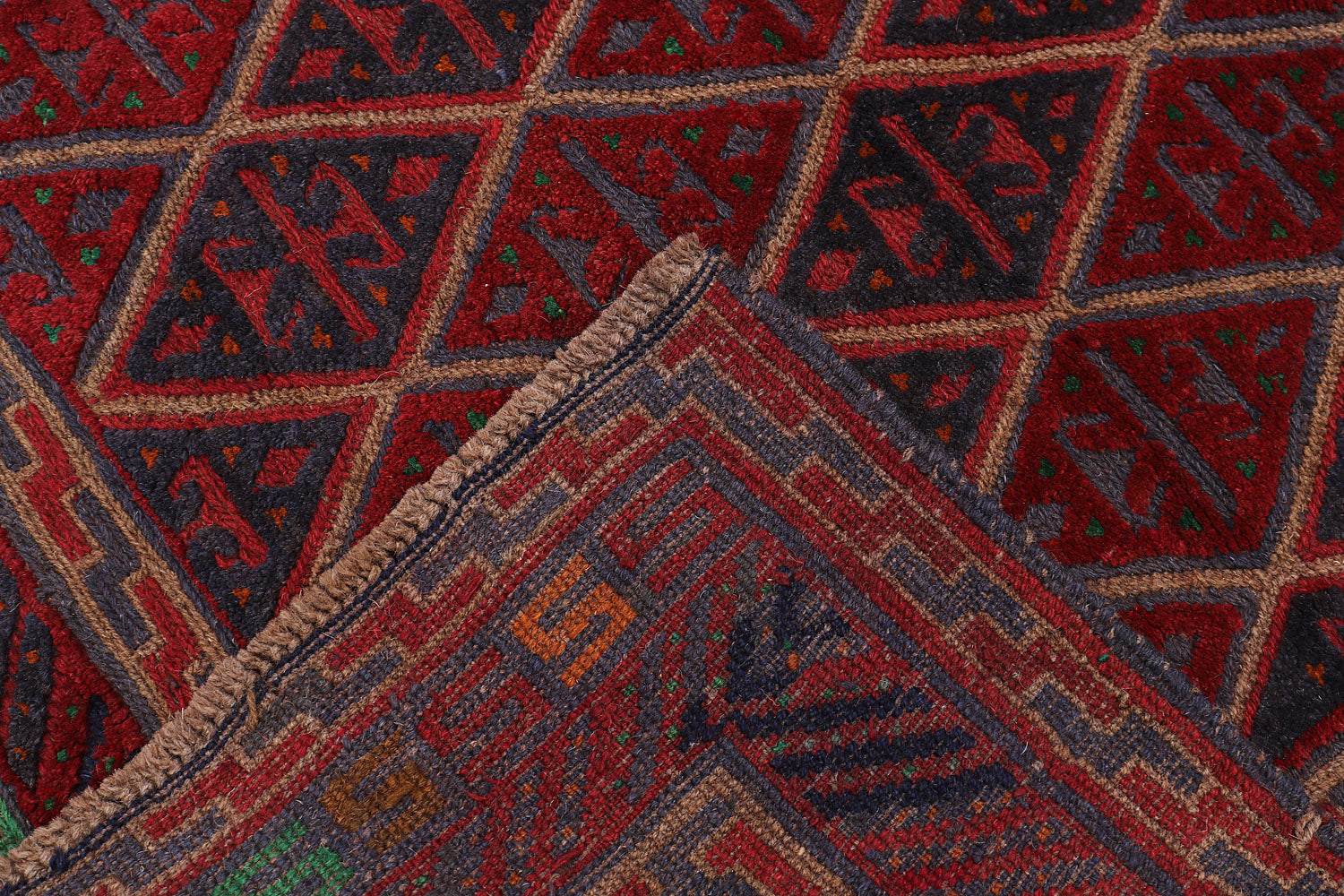 4' x 4' Red Handmade Mashwani Afghan Rug Square