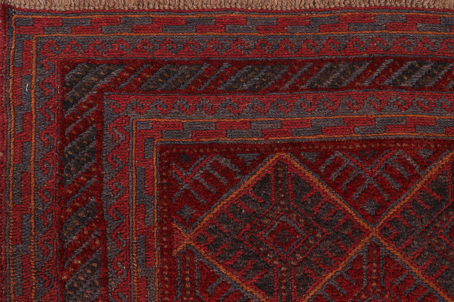 4' x 4' Red Handmade Mashwani Afghan Rug Square