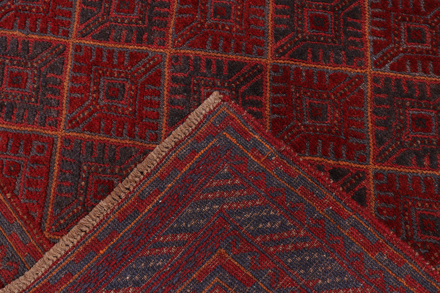 4' x 4' Red Handmade Mashwani Afghan Rug Square