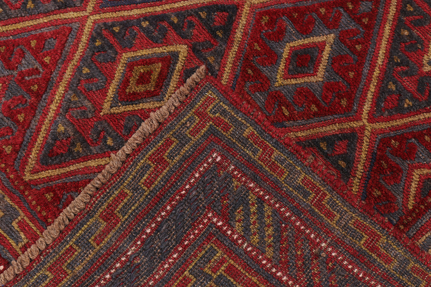 4' x 4' Red Handmade Mashwani Afghan Rug Square