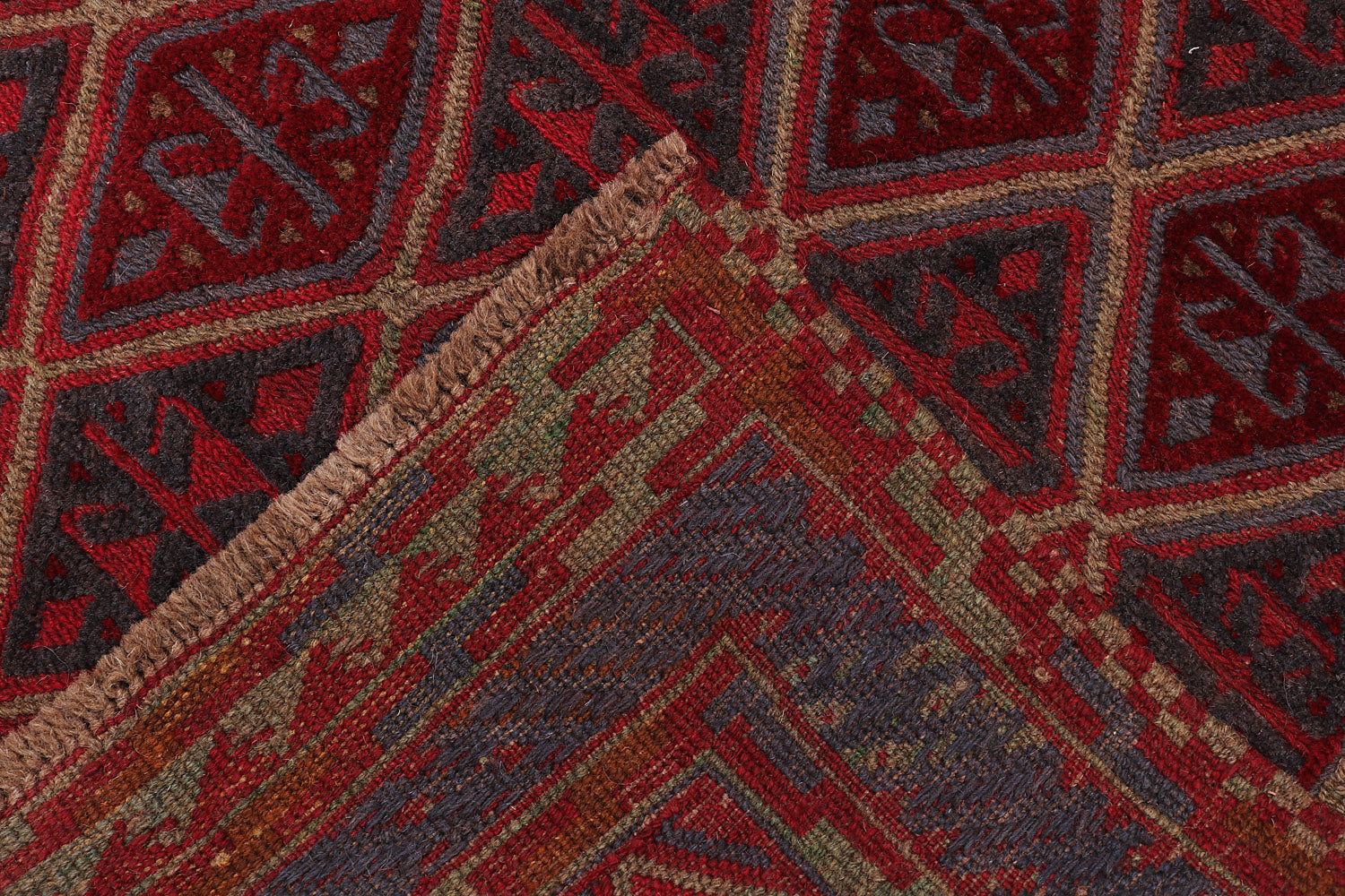 4' x 4' Red Handmade Mashwani Afghan Rug Square