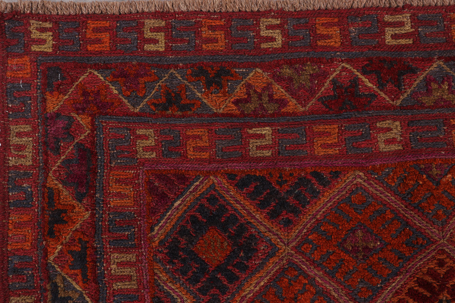 Red Handmade Mashwani Afghan Rug Rectangular
