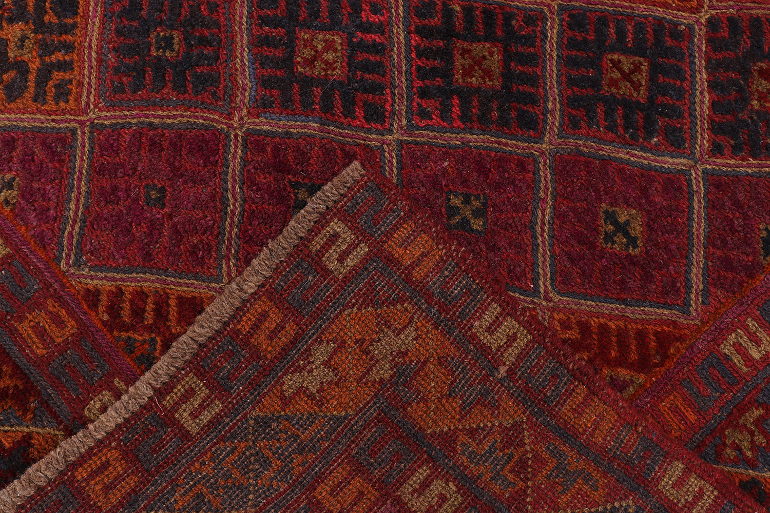 Red Handmade Mashwani Afghan Rug Rectangular
